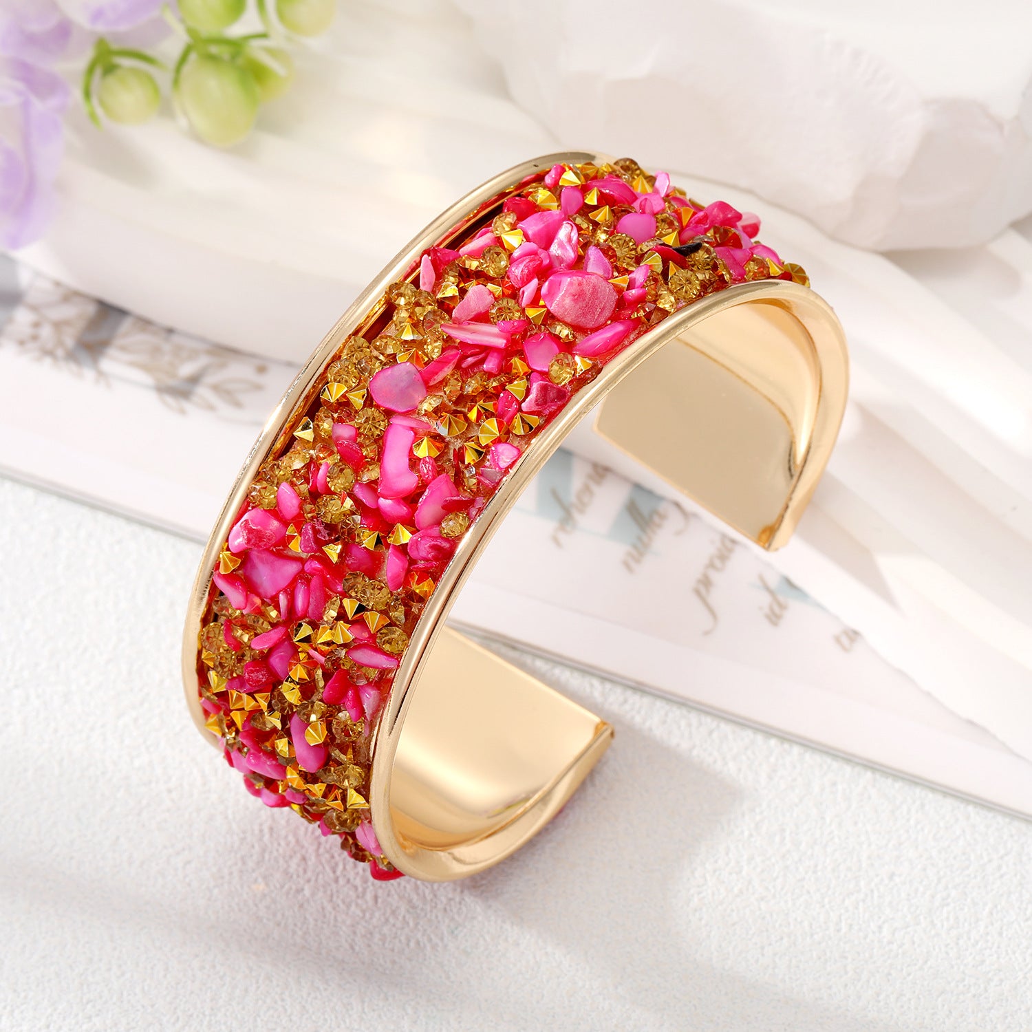 Wholesale Colored Gravel Inlaid Colored Diamond Fine Alloy Bracelet