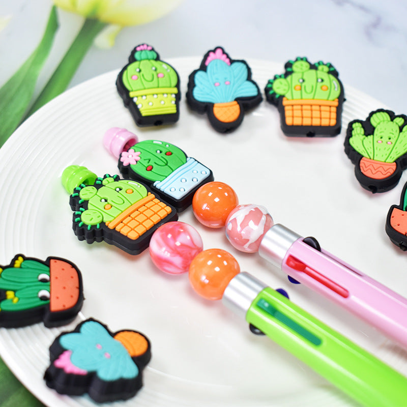 Wholesale 100pcs Diy Cactus Green Plant PVC Soft Beads