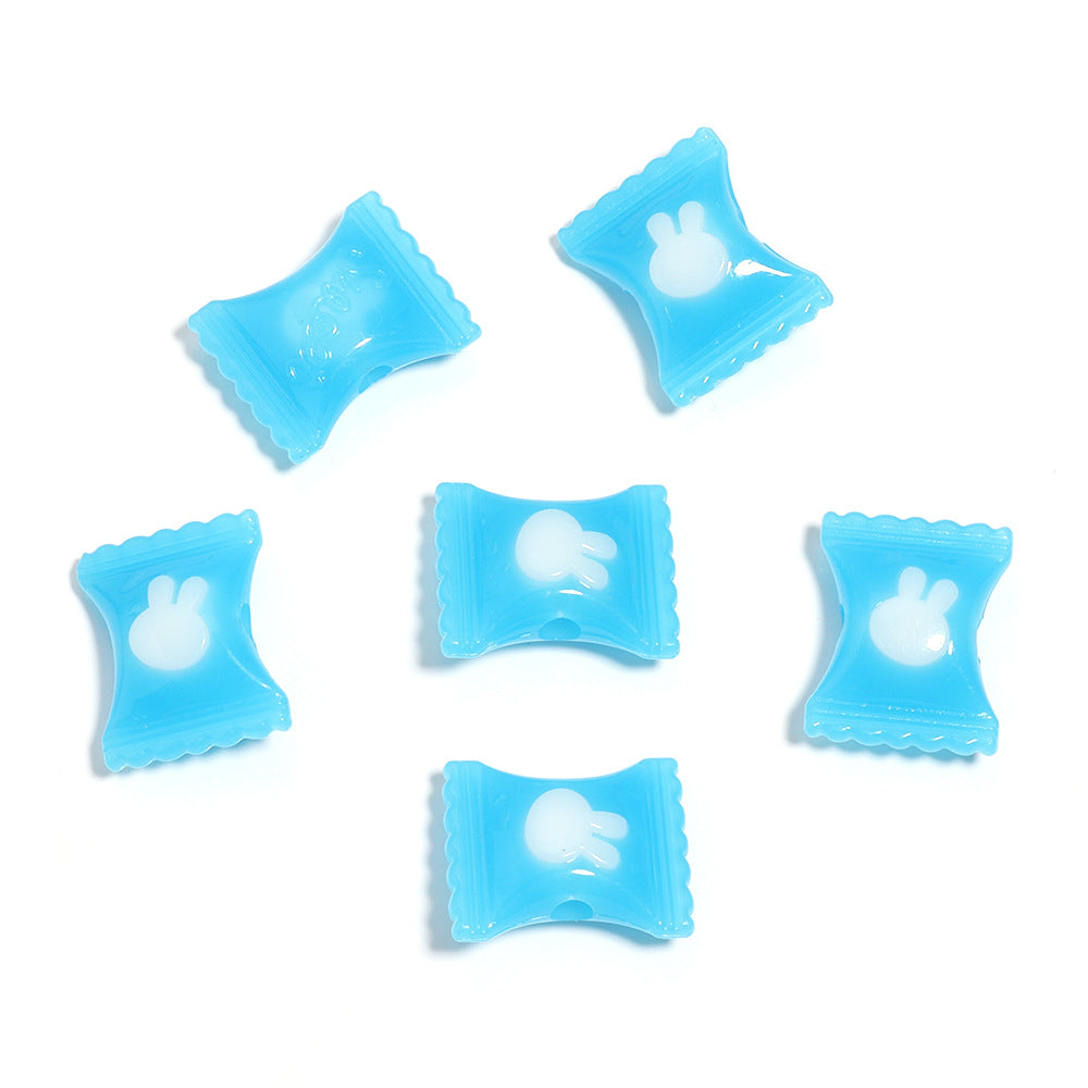 Wholesale 10pcs Jelly colored rabbit candy acrylic beads