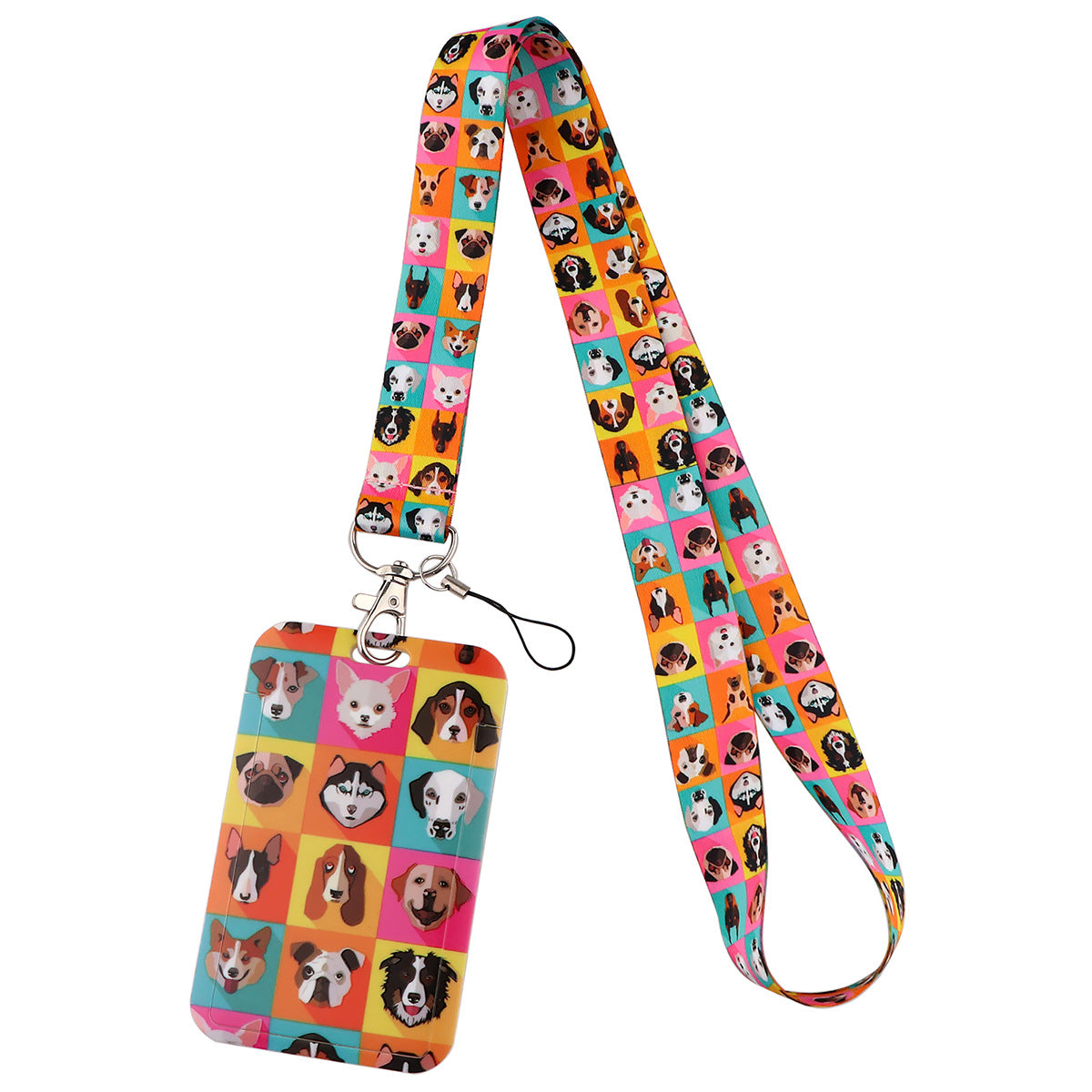 Wholesale Puppy Dog Paw Print Card Holder Webbing Polyester Lanyard Keychain