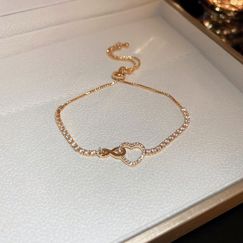 Wholesale Zircon Love Heart Adjustable Bracelet