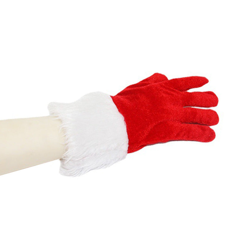 Wholesale 20PCS/PACK Christmas Short Style Golden Velvet with White Woolen Polyester Gloves
