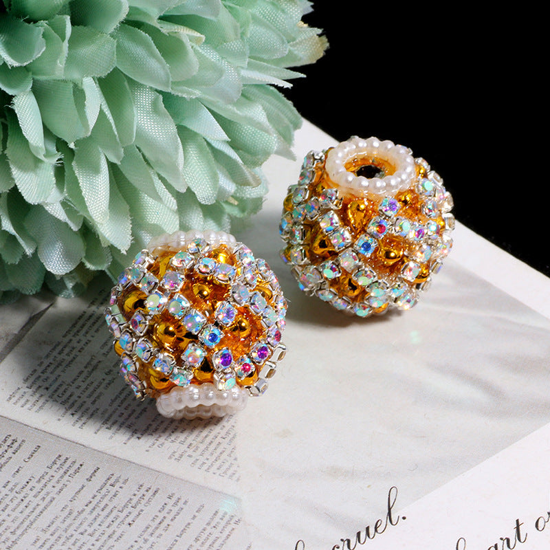 Wholesale 5pcs Diamond-shaped Flower Pattern Hollowed-out Snowflake  Crystal Beads