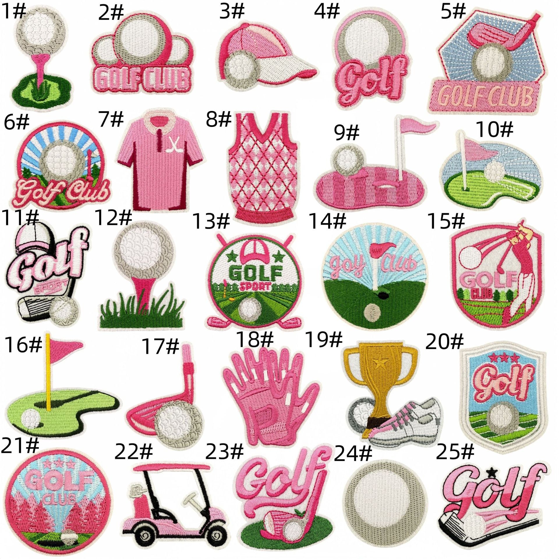 Wholesale Cartoon Sports Golf Pink Series Embroidery DIY Patches