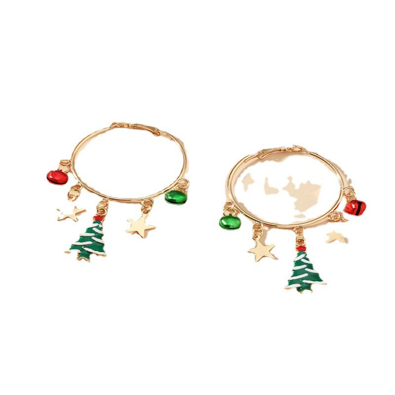 Wholesale Christmas Tree Geometry Fashion Zinc Alloy Earrings