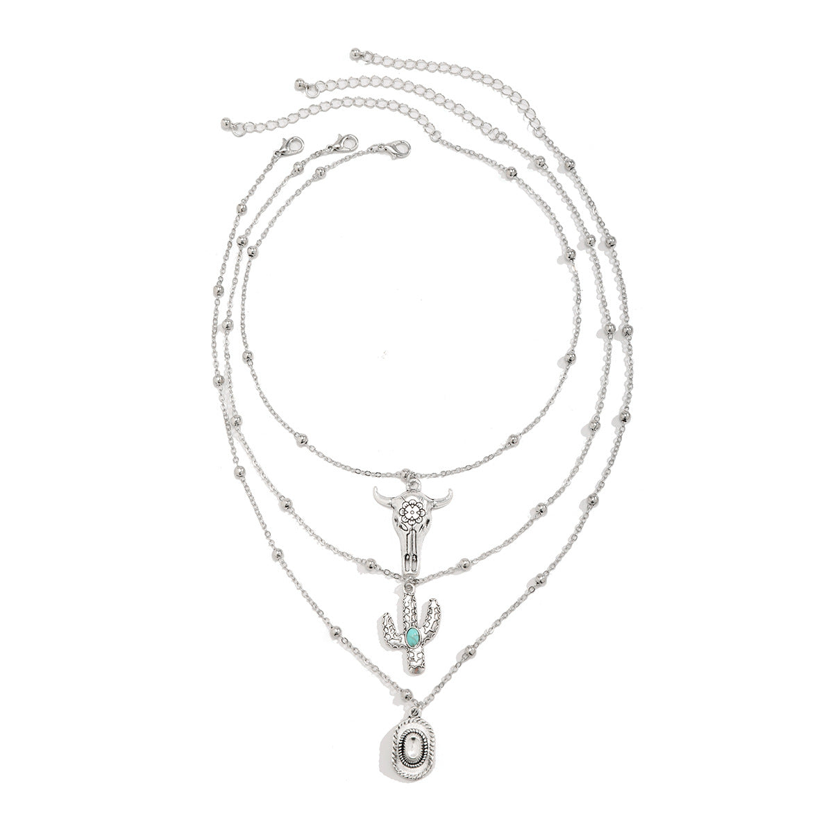 Wholesale Vintage Imitation Turquoise Sweater Chain Beaded Necklace Set