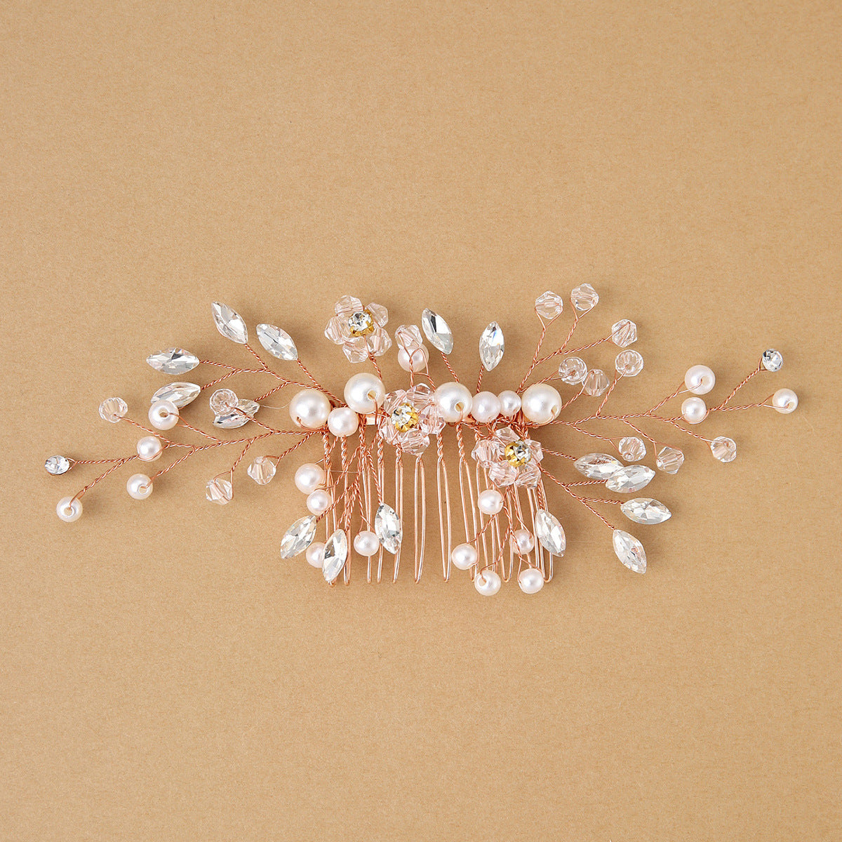 Comban de cabello de perla al por mayor diadema de cristal blanco