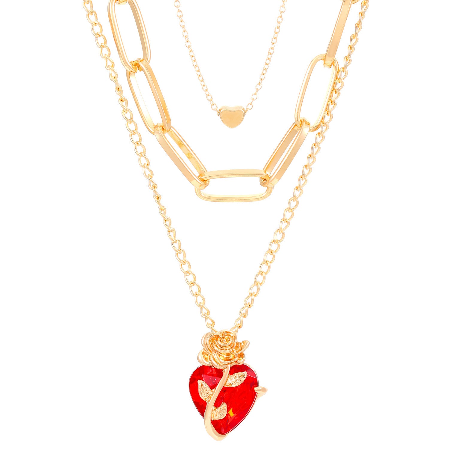 Wholesale Love Rose Necklace Gothic Wrapped Flower Heart-shaped Clavicle Chain Valentine's Day