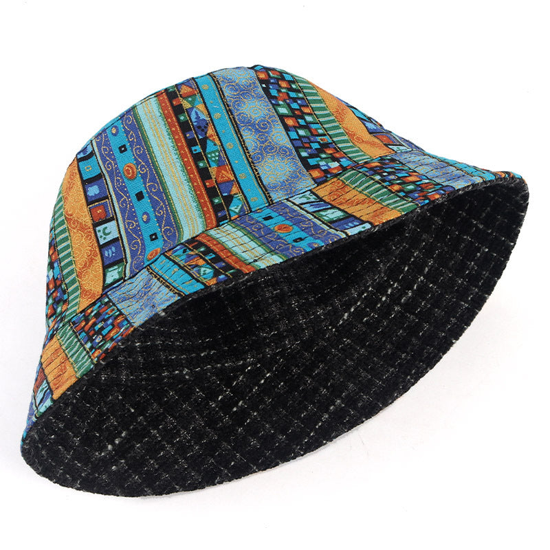 Wholesale Cotton Vintage Ethnic Style Reversible Printed Bucket Hat