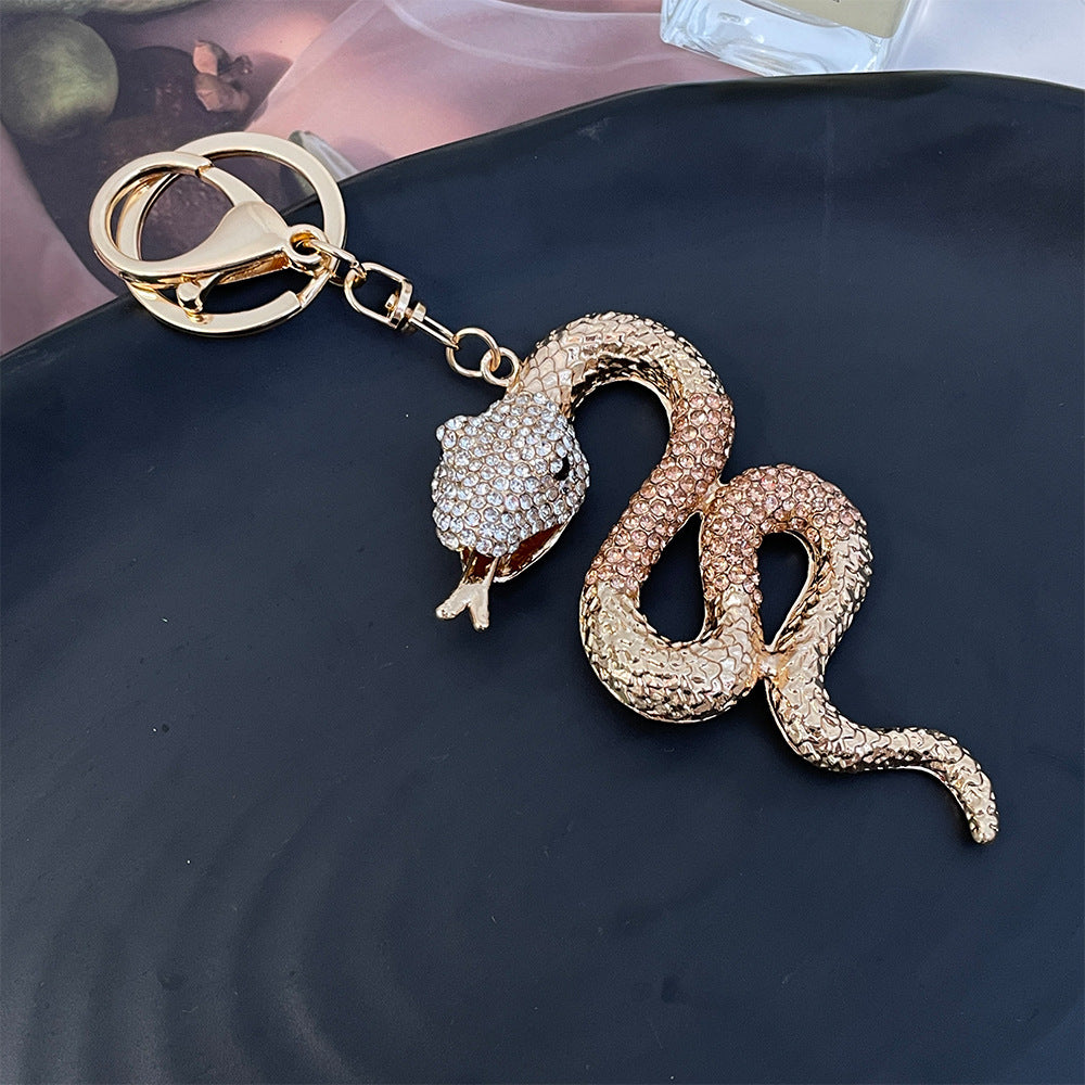 Wholesale Zodiac Diamond Snake Pendant Car Keychain Year of the Snake Gift Women's Bag Pendant Accessories Key Chain