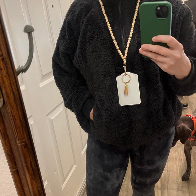 Wholesale Boho Teacher Nurse Badge Wooden Beads Beaded Keychain