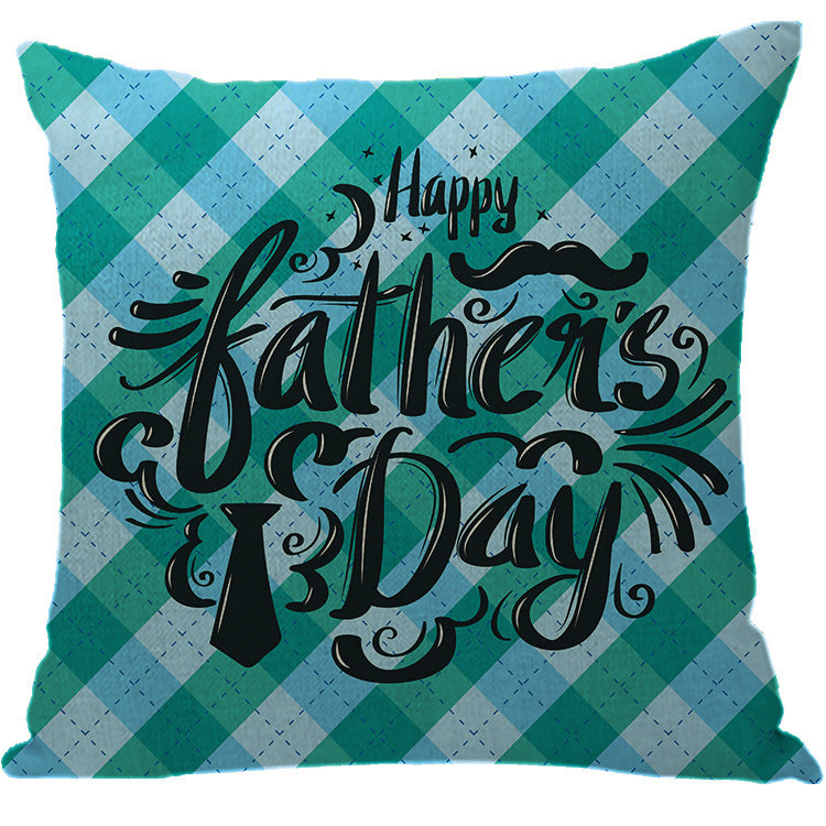 Batch Father's Day Pillow Blue Plaid Letter Sofa Bedside Linen Pillow Case