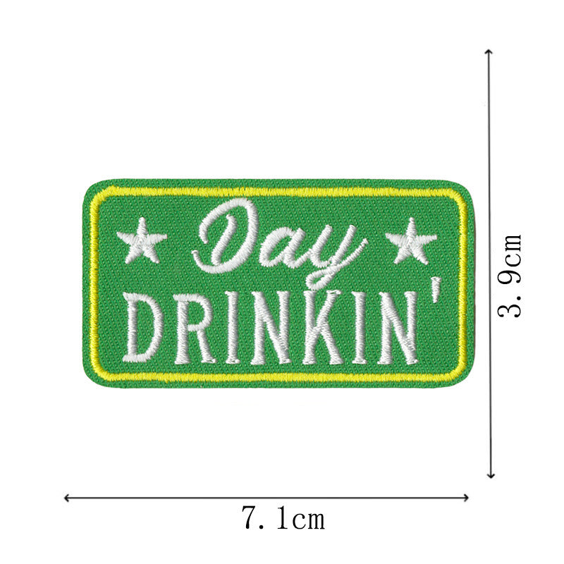 Wholesale Stylish Bar Theme Embroidered Patches Embroidery Thread Set Of 16 Cartoon Letter Badges For et DIY Scrapbook Fashion Accessory