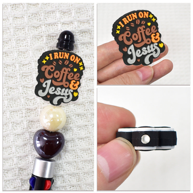 Wholesale  Random 100pcs  Coffee series PVC soft glue beaded DIY ballpoint pen