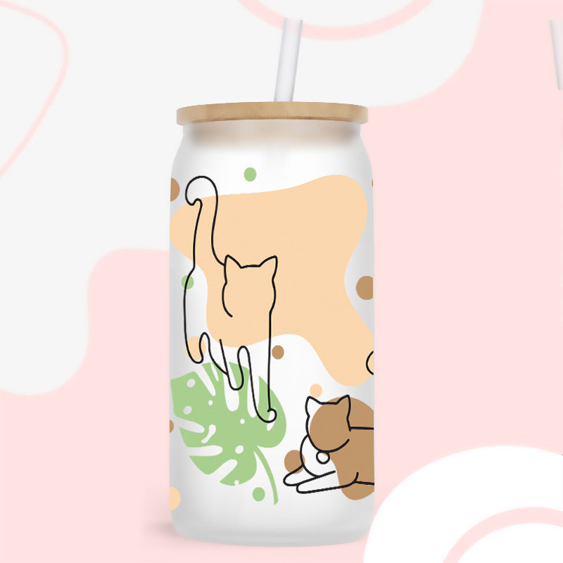 Wholesale Cute cat dog bow 16oz Cup UV DTF Wraps