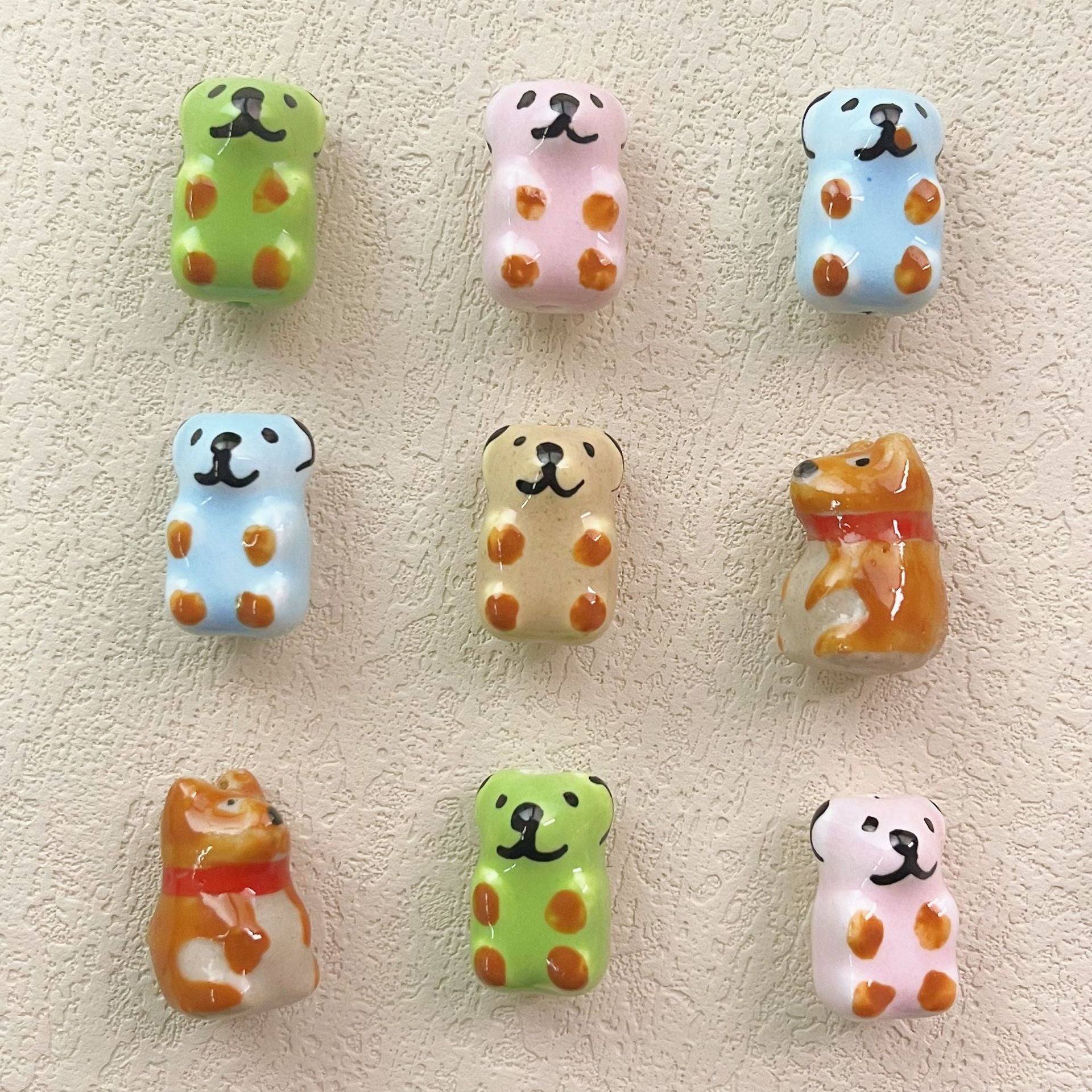 Wholesale 10pcs ceramic colored dog Beads