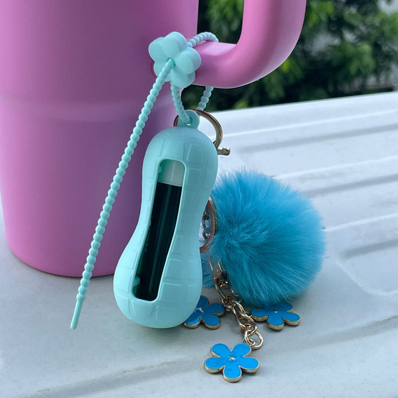 Wholesale Lipstick case silicone protective case bow lipstick bag keychain