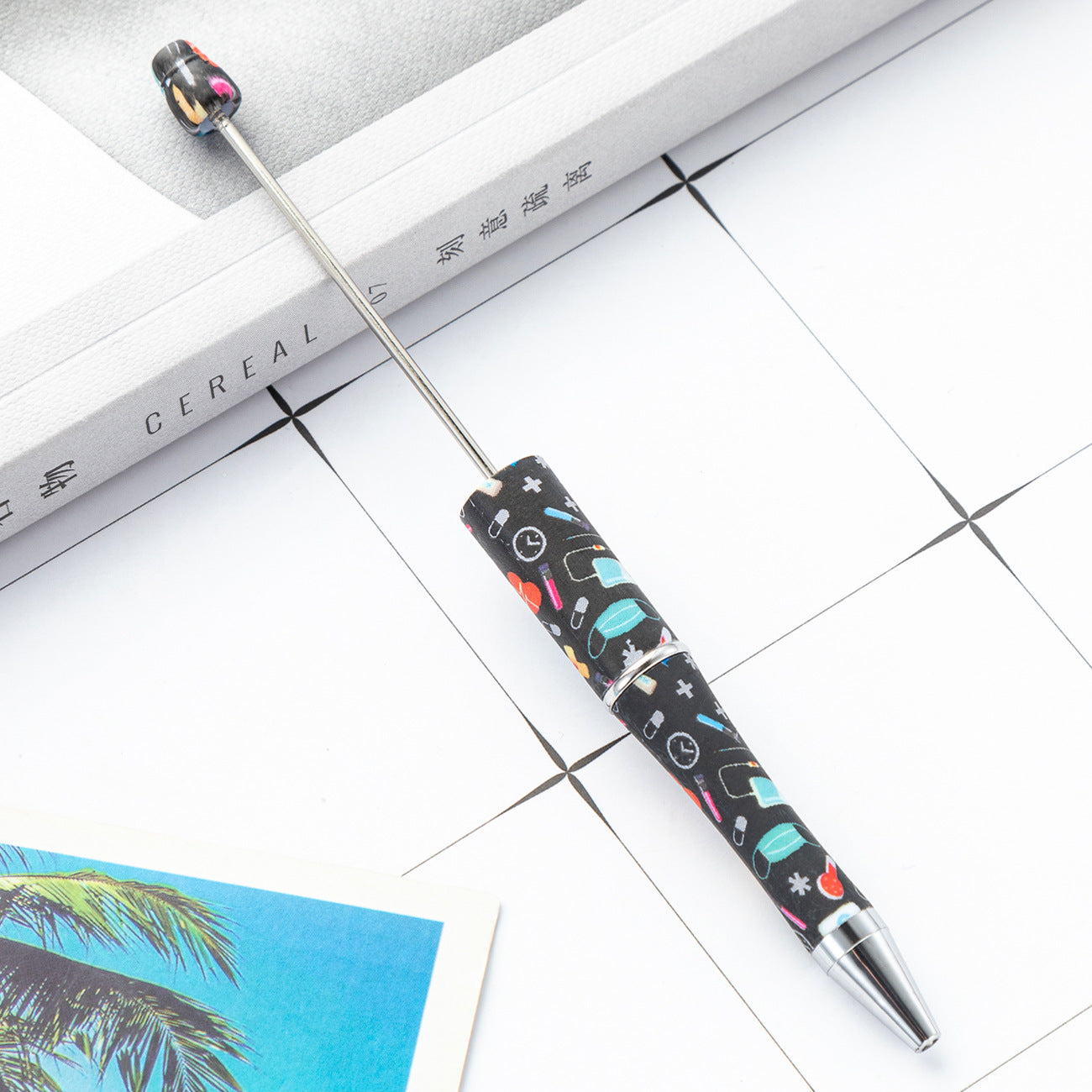 Wholesale Beadable Pen International Nurses Day Printed Plastic Pen DIY for Beaded