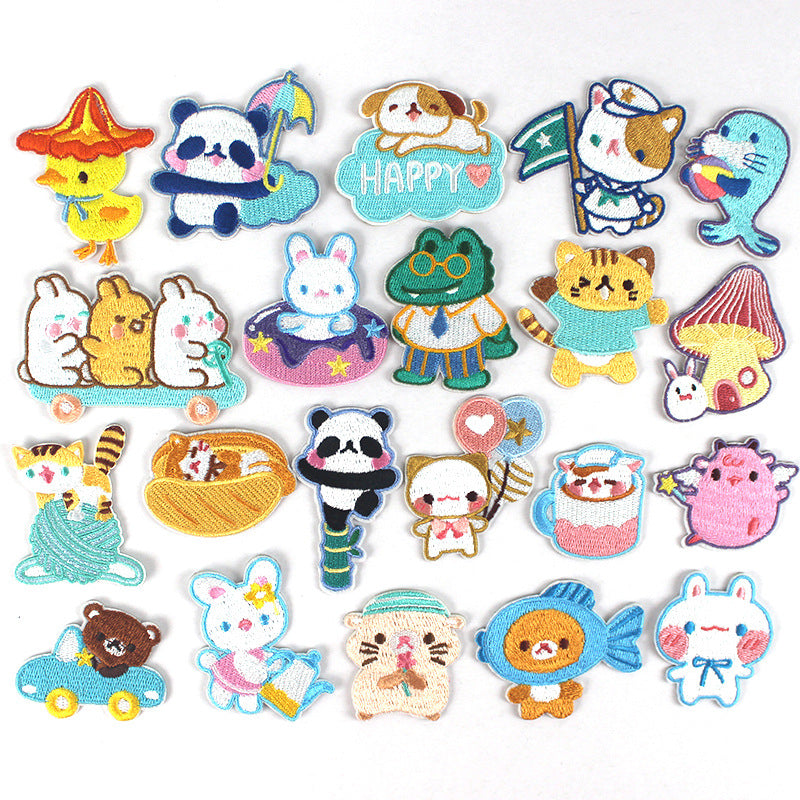 Wholesale Cute Cartoon Embroidered Cloth Patches Self Adhesive Badges For Coat Decoration DIY Craft Supply Gift