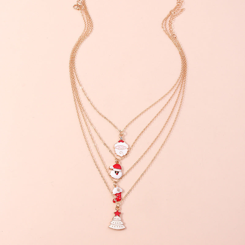 Wholesale Christmas Necklace Set Santa Claus Christmas Tree Christmas Stocking Sweater Alloy Chain