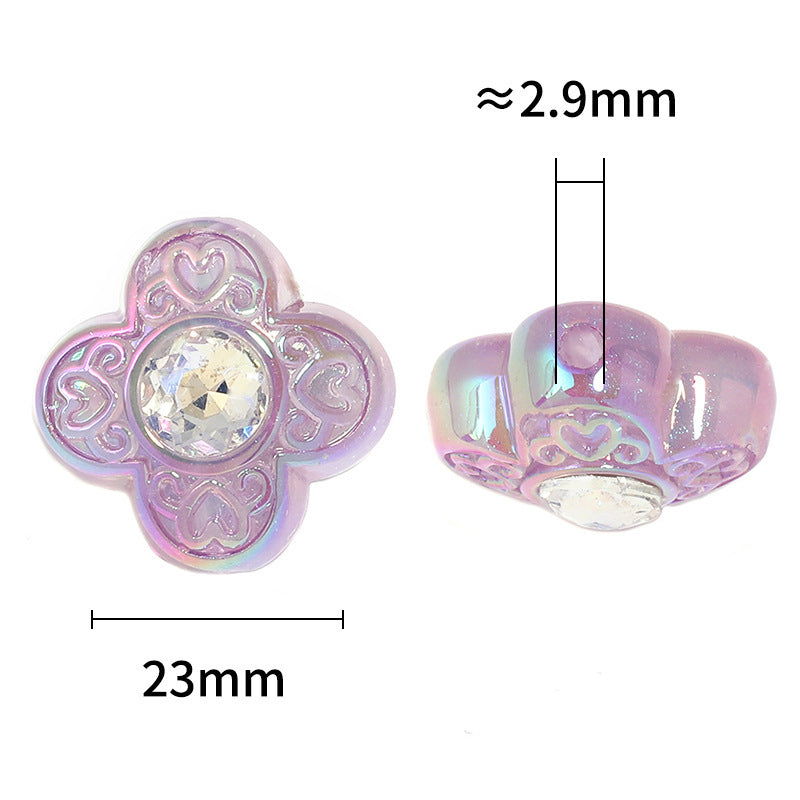 Wholesale Random 100pcs/pack Luminous sparkling four-leaf clover diamond ornament Acrylic Beads