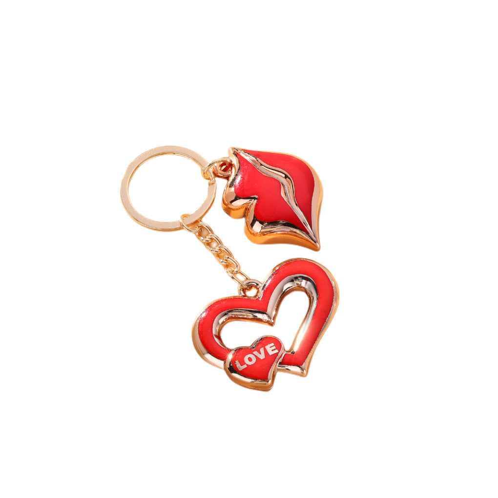 Wholesale Alloy Love Heart Shape Sexy Red Lips Keychain