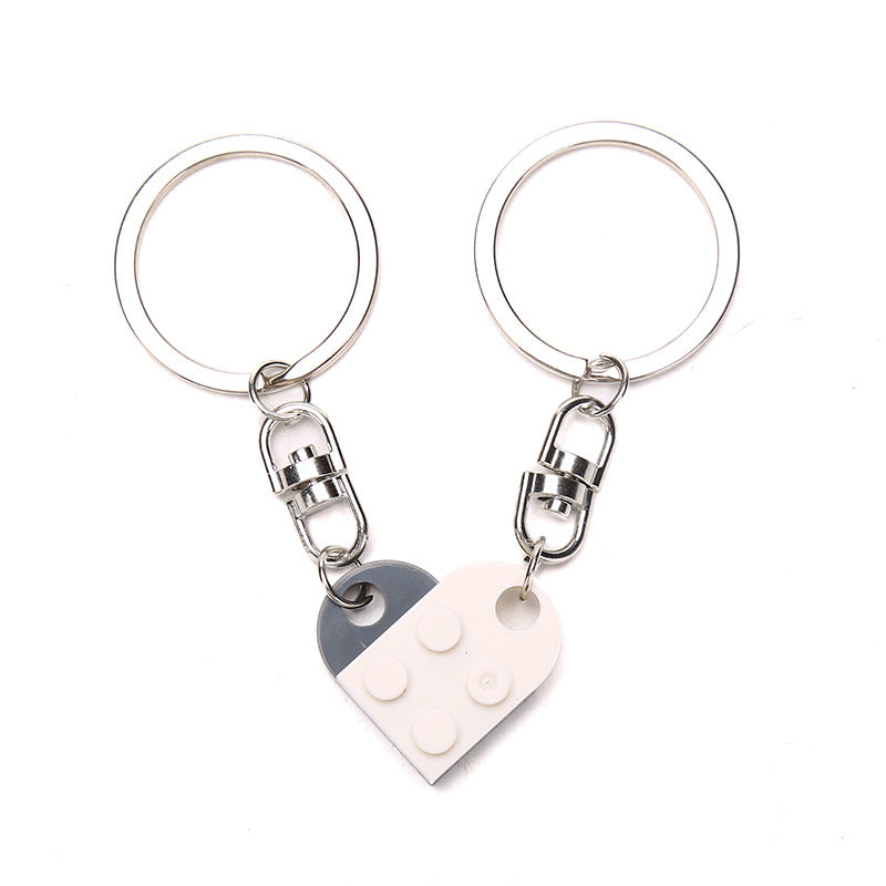 Wholesale Valentine's Day Splicing Block Love Plastic Keychains