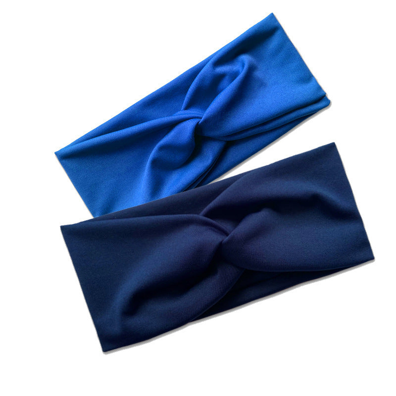Wholesale Women's Solid Color Cross Hair Band Elastic Wide-brimmed Hair Band Exercise Running Sweat-absorbent Headband
