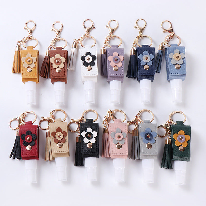 Wholesale Portable Dispenser Bottle Leather Case Keychain