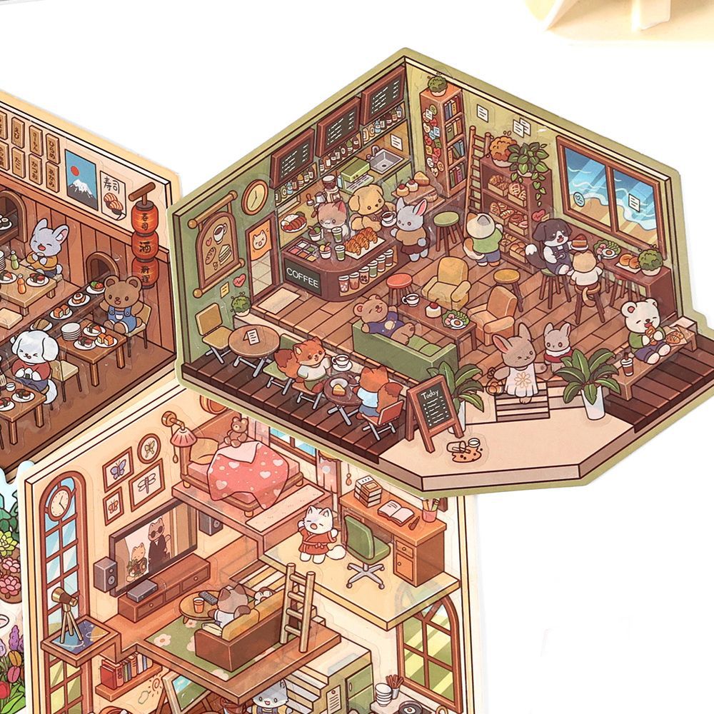 Wholesale 3D Mini Scene Corner Series Cute Landscaping Stickers