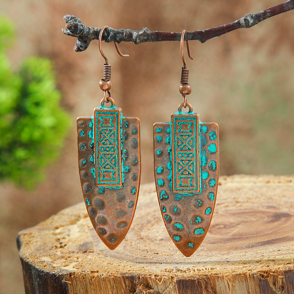 Wholesale Stylish Bohemian Hollow Out Alloy Earrings Retro Geometric Leaves Design Drop Earrings For Women Trendy Fashion Jewelry Accessory