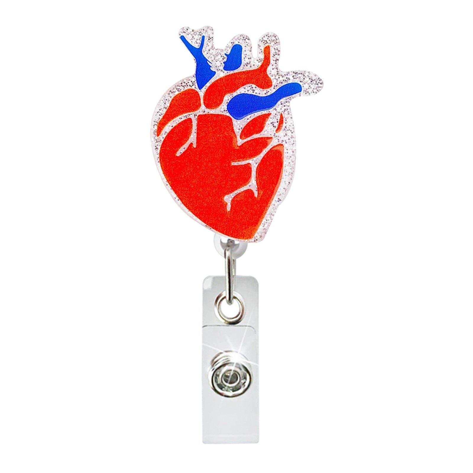 Wholesale Heart Glitter Doctor Nurse Badge Clip Retractable Badge Reel Acrylic Keychain