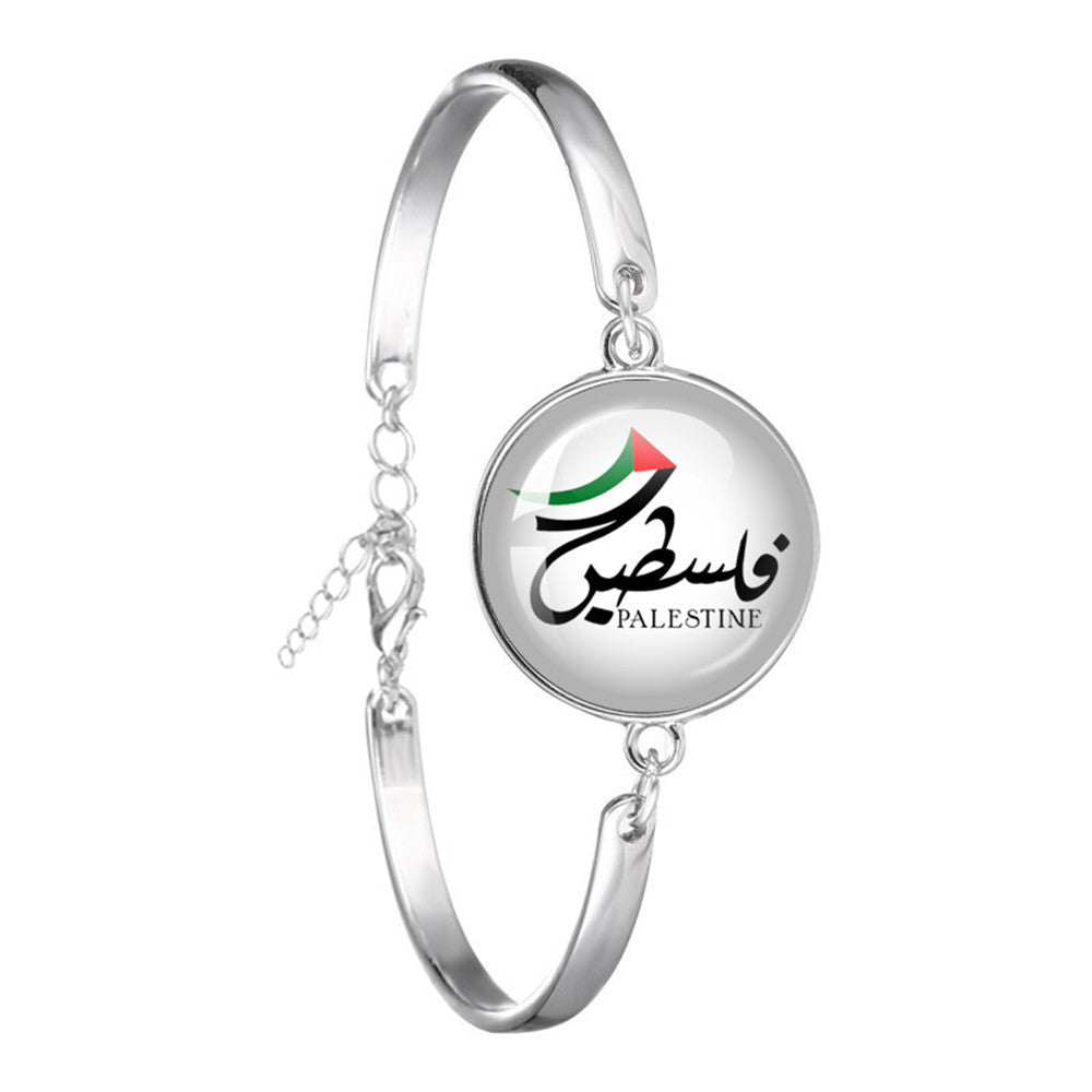 Wholesale Creative Flag Badge Pattern Time Gemstone Bracelet