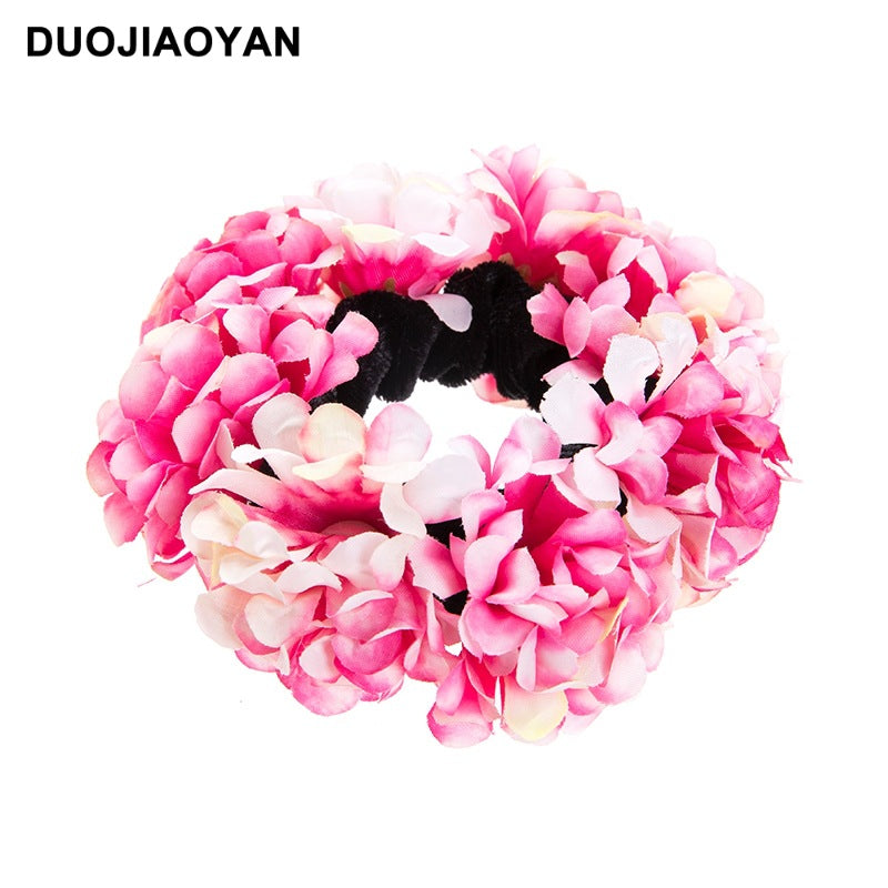 Wholesale spring and summer simulation fabric flower elastic Bohemian hydrangea holiday head rope