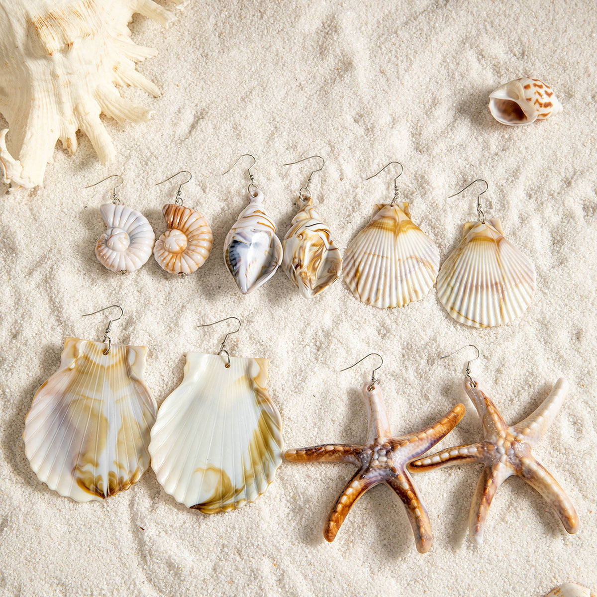 Wholesale 10pcs  Vintage Beach Style Conch Shell Acrylic Earrings