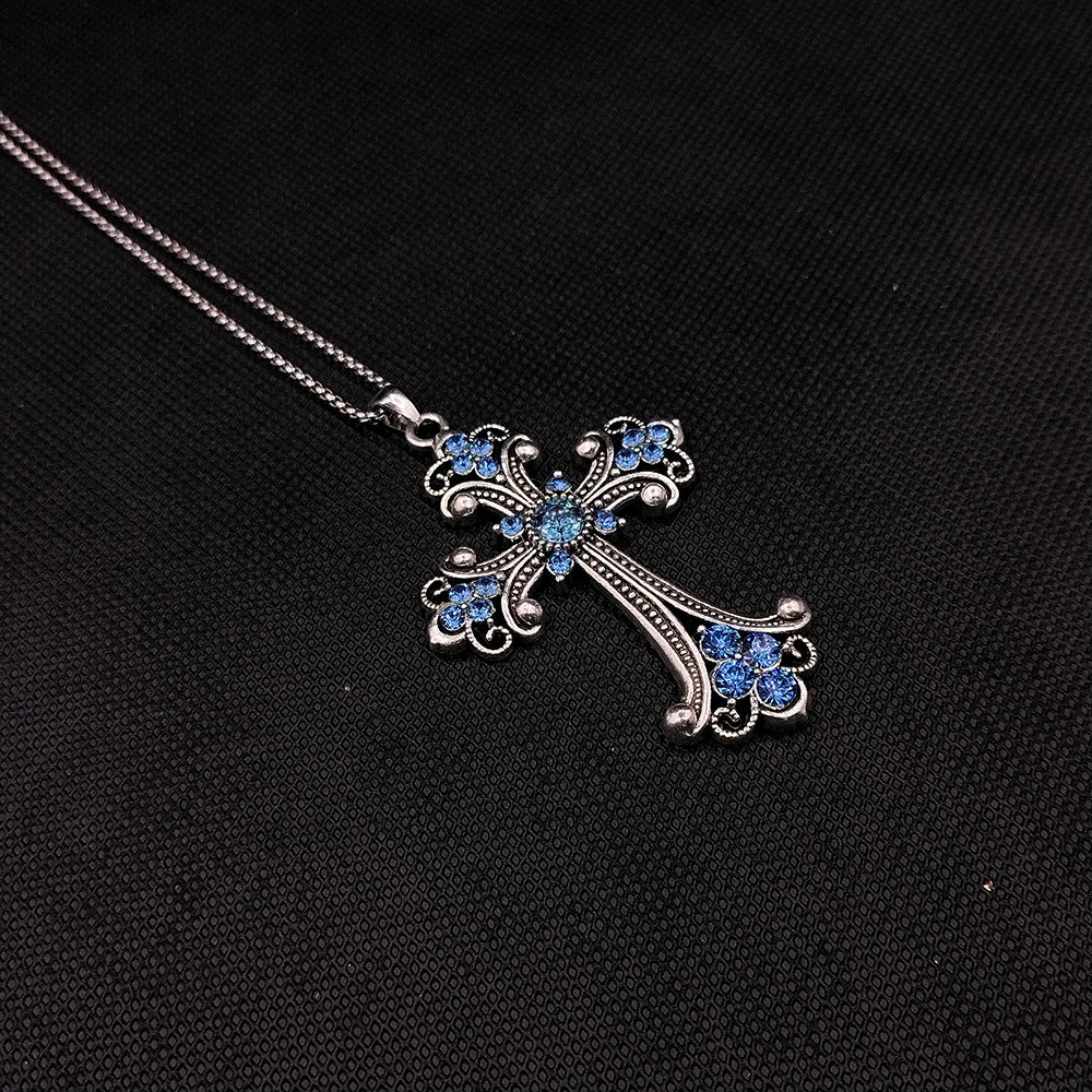 Wholesale Vintage Large Diamond Cross Pendant Necklace