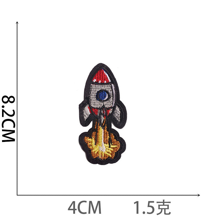 Wholesale Polyester Iron On Embroidered Patches Astronaut Space Rocket Design DIY Decorative Applique For Clothing Boutique Resale