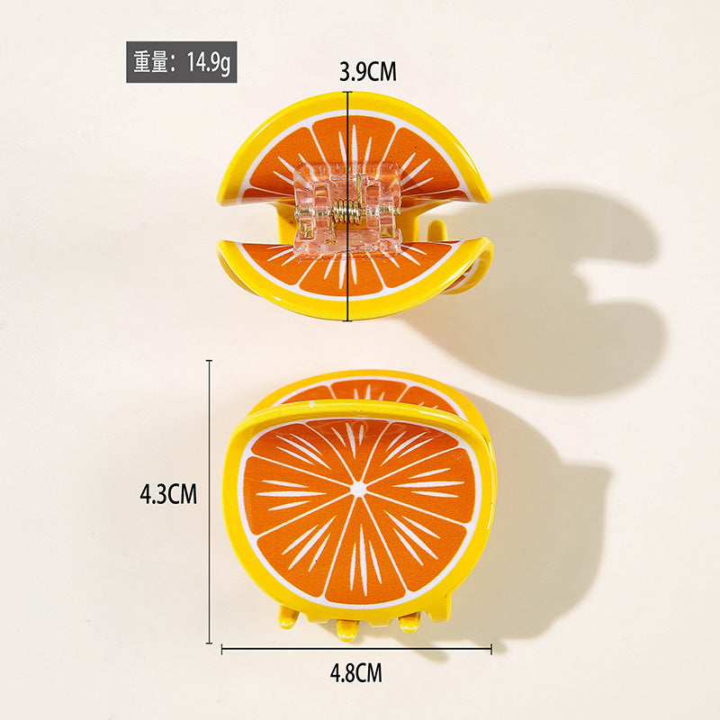 Wholesale PVC Korean Style Fruit Hair Clips Cute Lemon Strawberry Claw Clip For Everyday Styling Gift