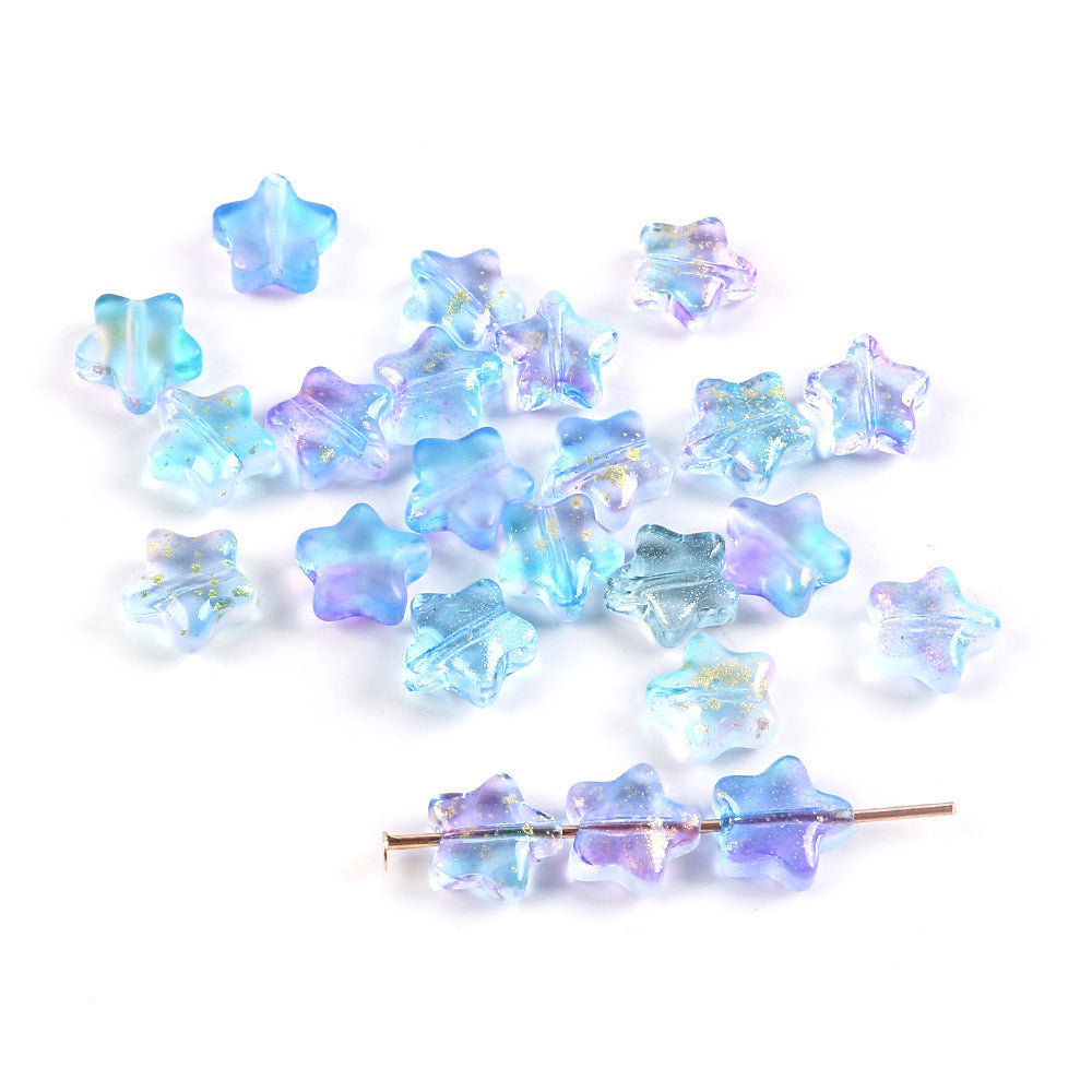 Wholesale 20pcs Color-Plated Five-Pointed Star Glass Handmade DIY Acrylic Beads
