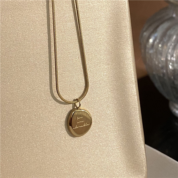 Wholesale Gold Alphabet Oval Pendant Titanium Steel Necklaces