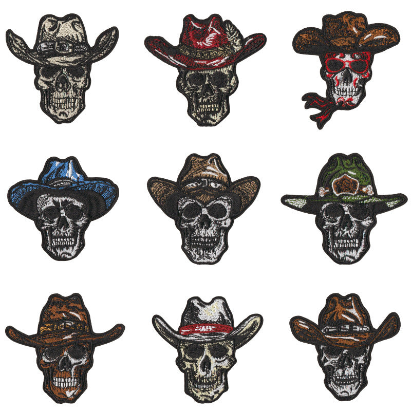 Wholesale Skull Design Embroidered Patch Set Of 9 Hot Melt Adhesive Applique For Towels Fashion Accessory DIY Craft