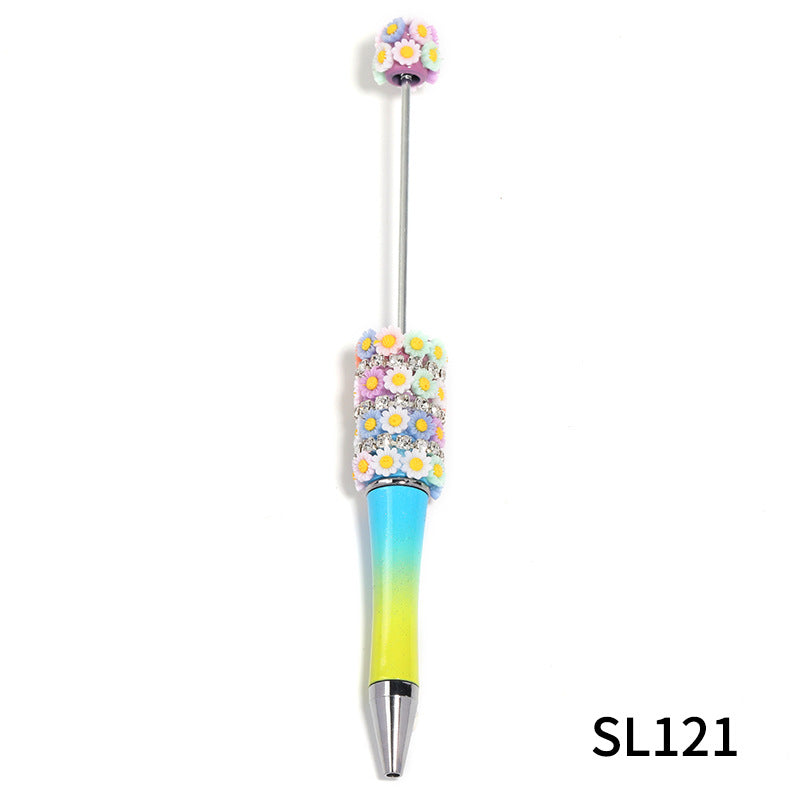 Wholesale 10pcs Beadable Pens Heavy Industry Diy Resin Multi-color Small Flower Claw Ballpoint Pen