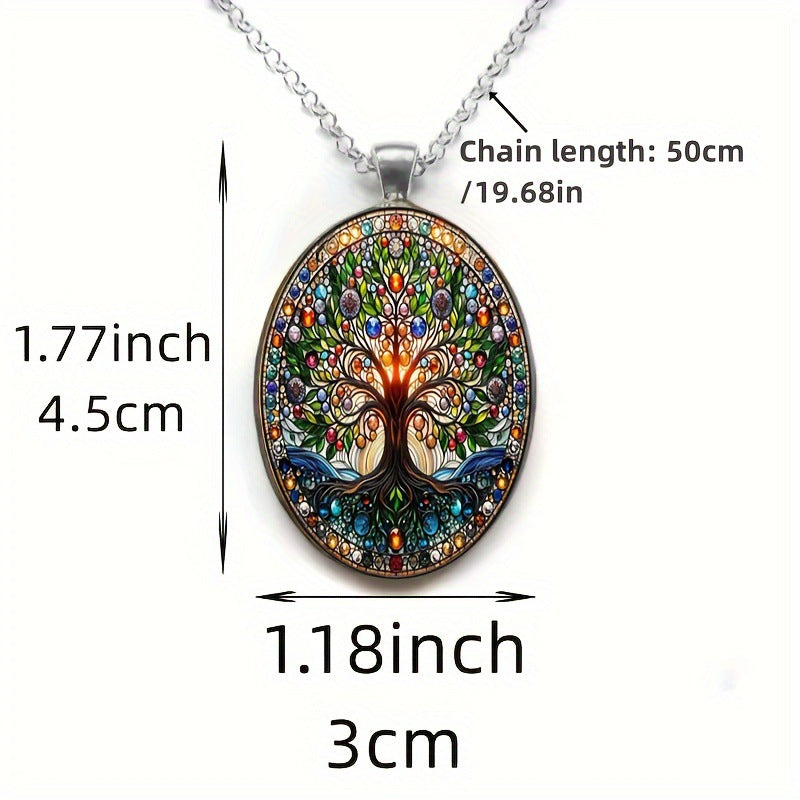 Wholesale Tree of Life Oval Glass Pendant Necklace