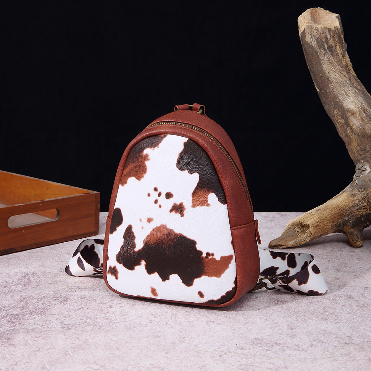 Wholesale Western Style Cow Pattern Retro Crossbody Bag
