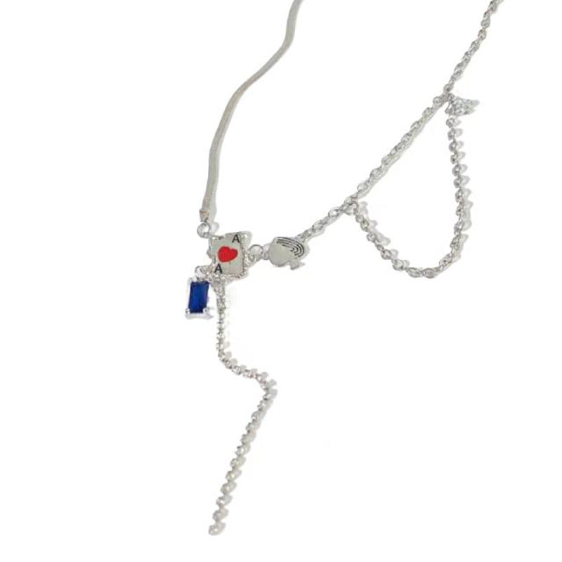 Wholesale Ace of Hearts Poker Necklace with Tassel Clavicle Chain