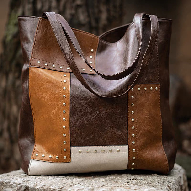 Wholesale Vintage Waxed Soft Leather Large Capacity Casual Tote Bag