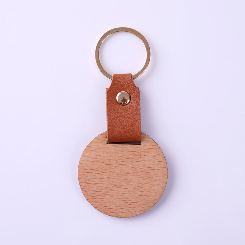 Wholesale Blank DIY Wood Sign Leather Wooden Keychain