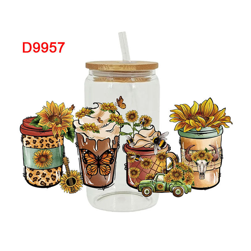 Wholesale Flower Butterfly 16oz Cup UV DTF Wraps