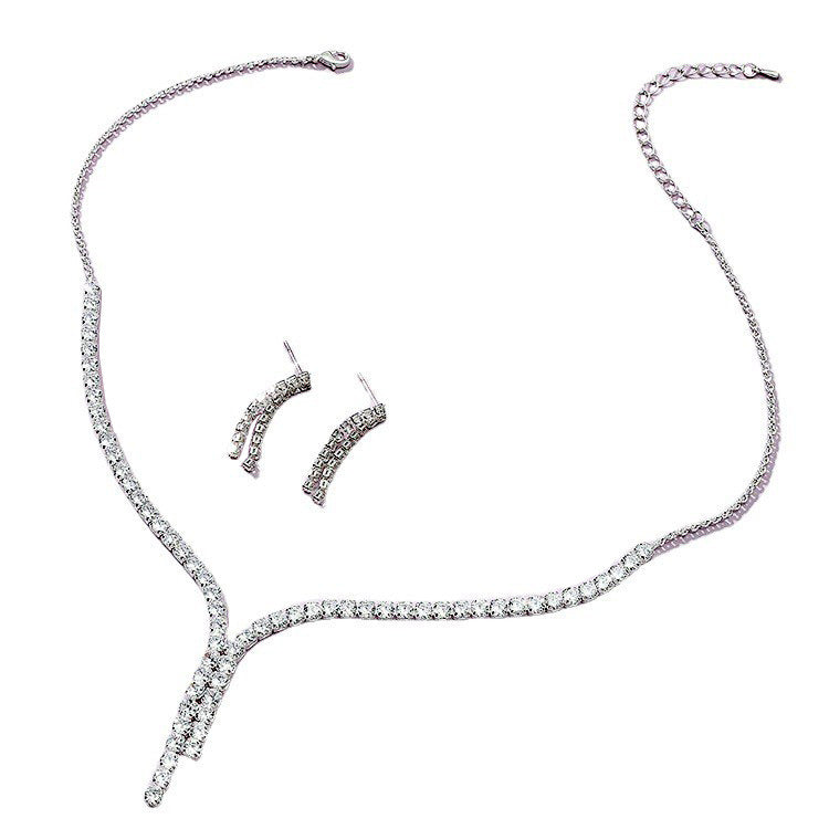 Wholesale Fashionable Zirconia Tassel Palace Style Earrings Necklace