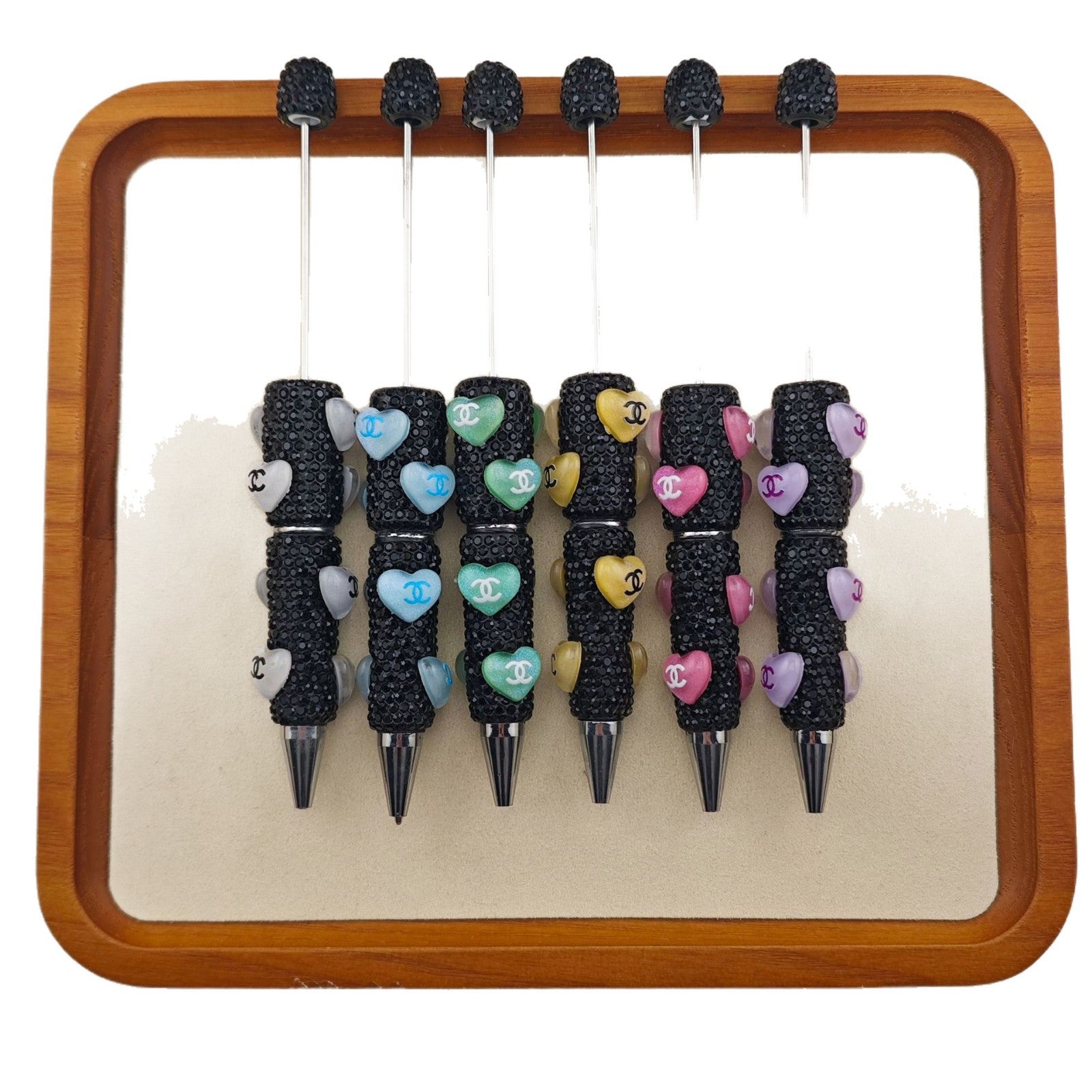 Wholesale 5pcs Beadable Pens Heart  Diamond Full Diamond DIY Beadable